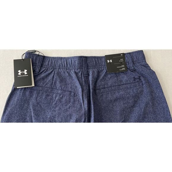 UNDER ARMOUR 1377359 410 Men Sz 32 Golf Vented Shorts Heather Blue 4-way Stretch - Picture 3 of 9